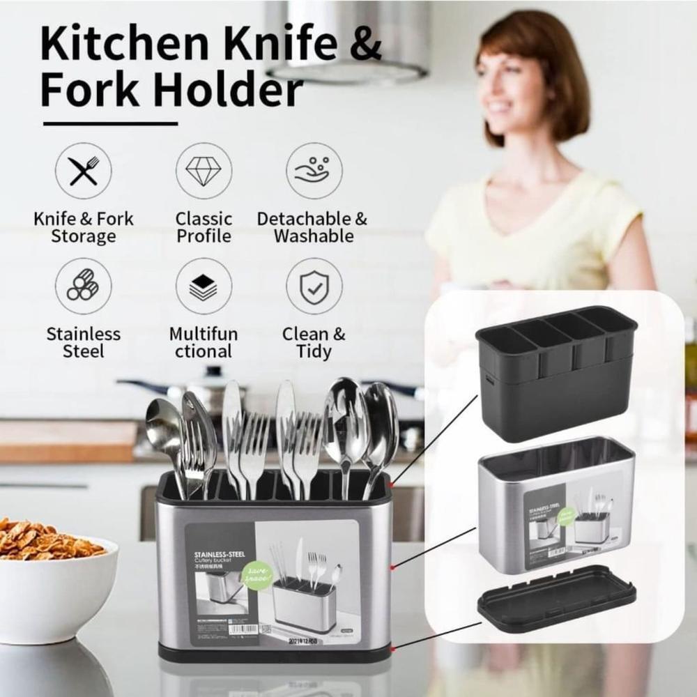 Stainless steel kitchen utensil holder - Picture 4 of 9